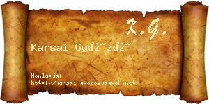 Karsai Győző névjegykártya